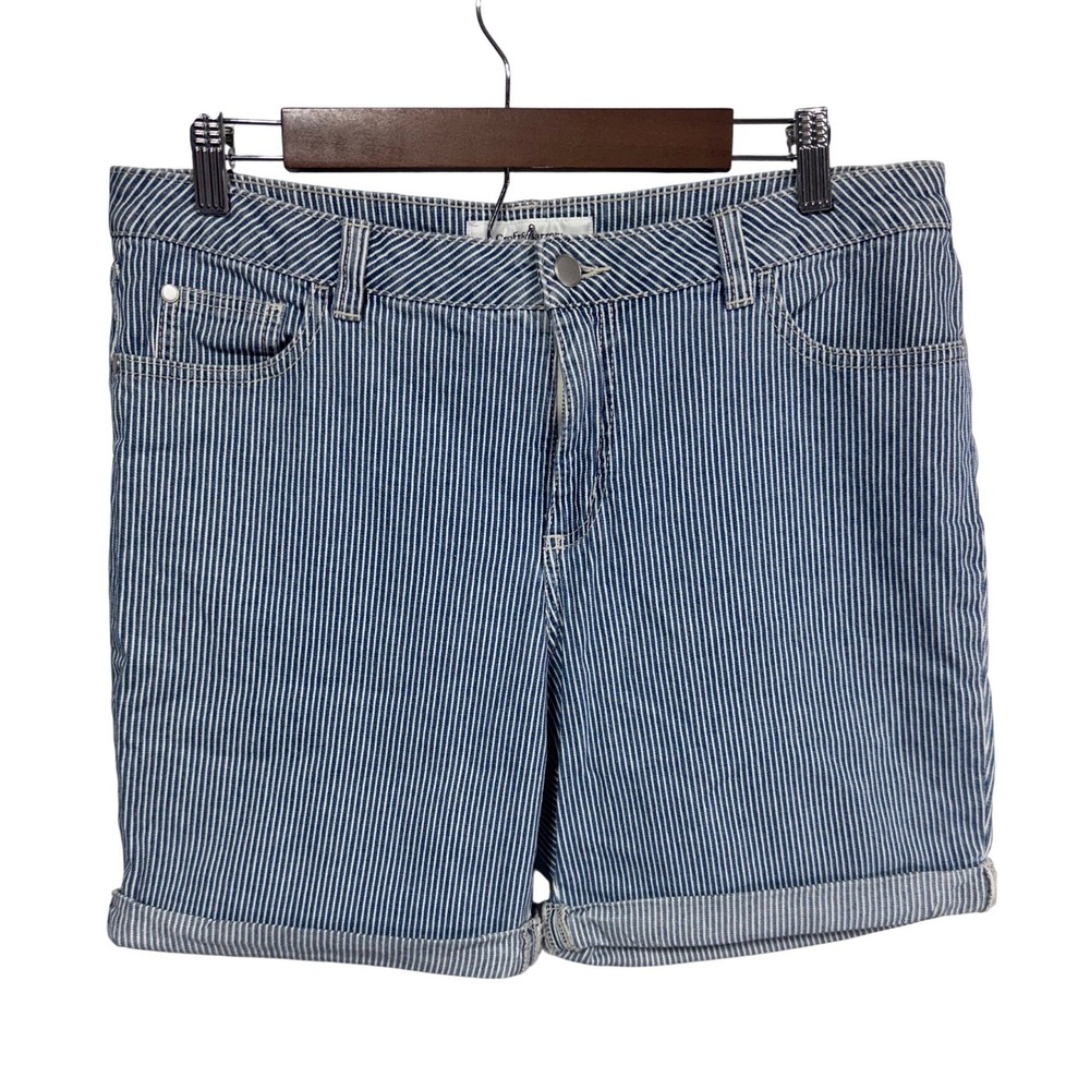 Croft & Barrow 10 Blue Striped Shorts Women's Stretch Cuffed Casual